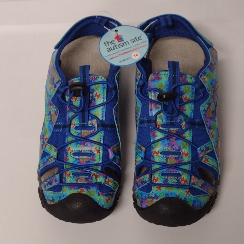 WOMEN'SBlue Sandals with Protective Toe and Bungee Lacing,Beach,Outdoor,Vacation